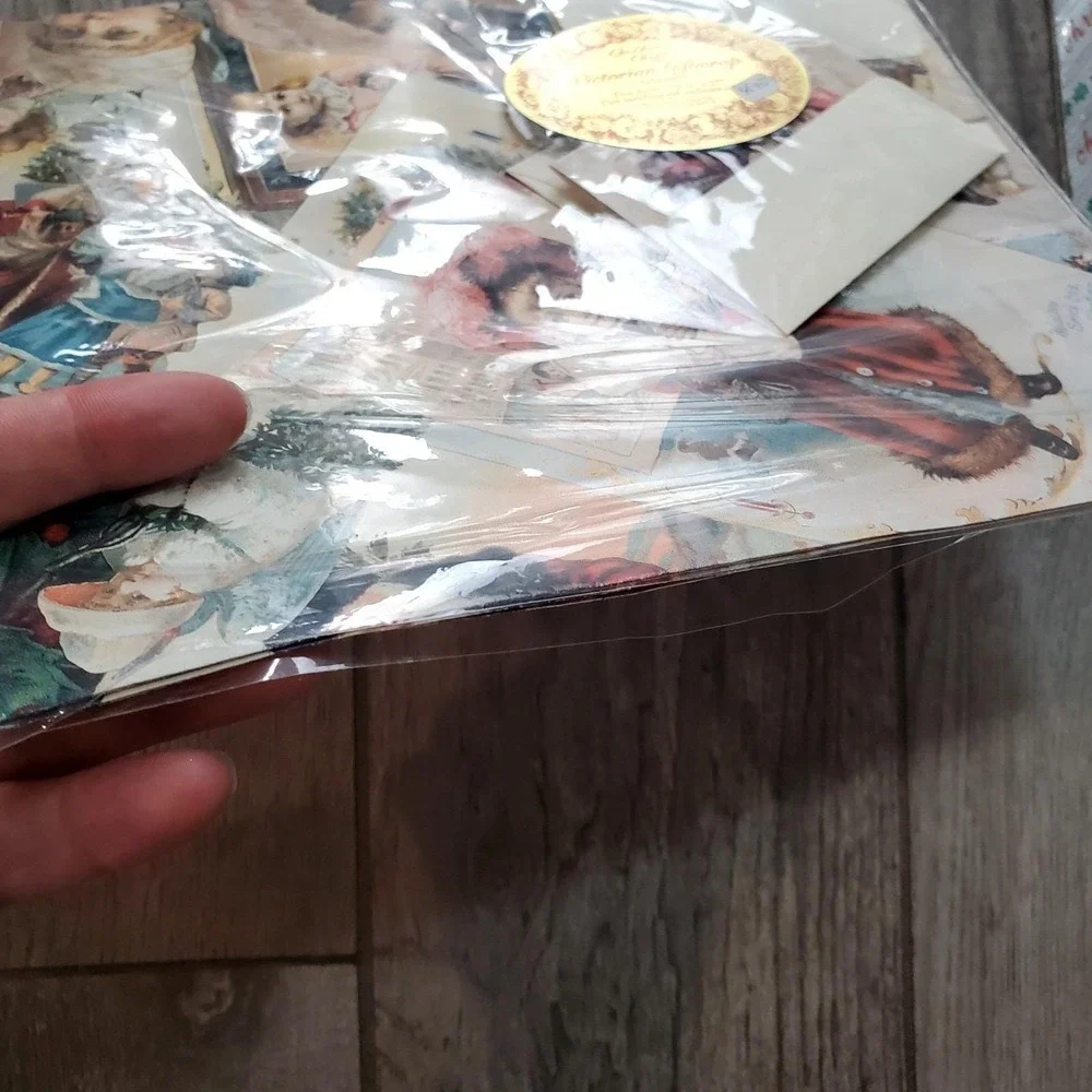 Hallmark Gift Wrap Angel Christmas Vintage Wrapping Paper Lot Victorian Labels